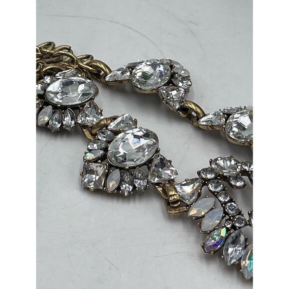 J. Crew Art Deco Rhinestone Clear, AB and Opal Colored Statement Necklace - Picture 13 of 16